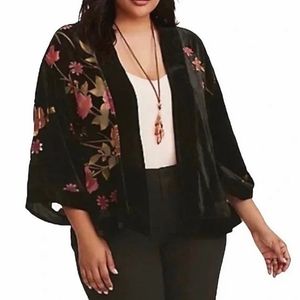 🖤Torrid Black Floral Velver Burnout Kimono Top/ Jacket/ Cover Up